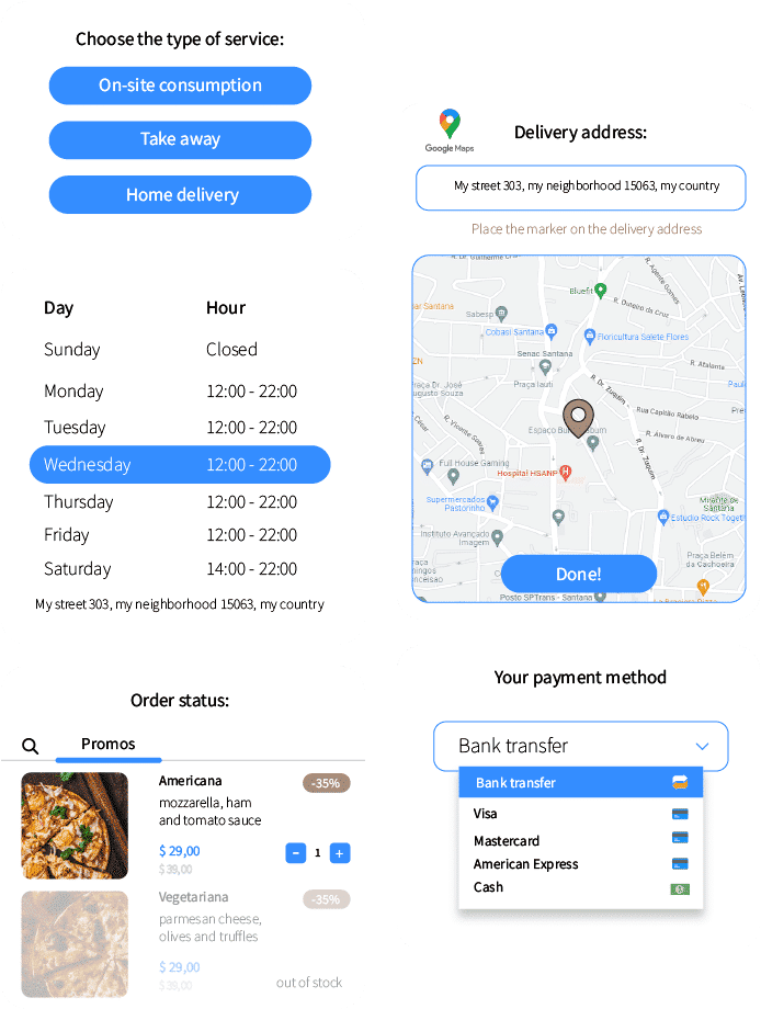 Con OlaClick puedes seleccionar los horarios y ubicación de tu establecimiento