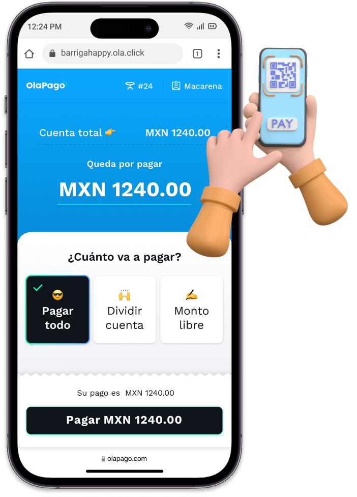 Conta de um restaurante que um cliente pode pagar na totalidade ou por parte sem a ajuda de um garçom