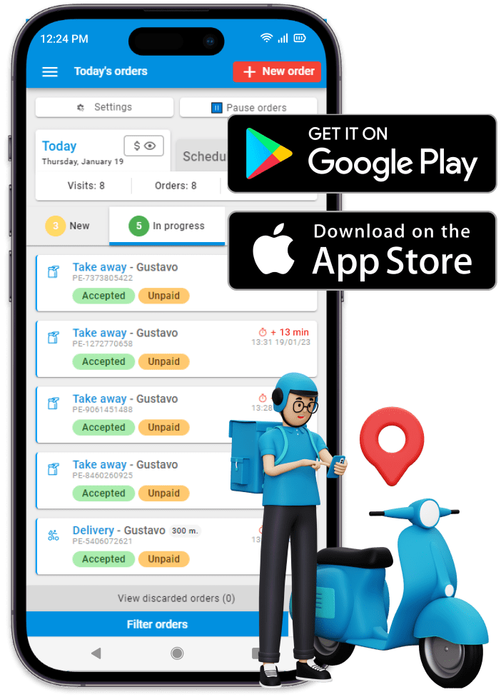 Vue de l'application du livreur