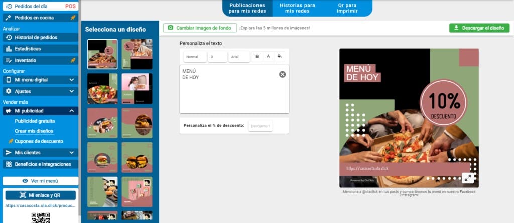 Plantillas de Menú para editar gratis con OlaClick Menú Digital - OlaClick