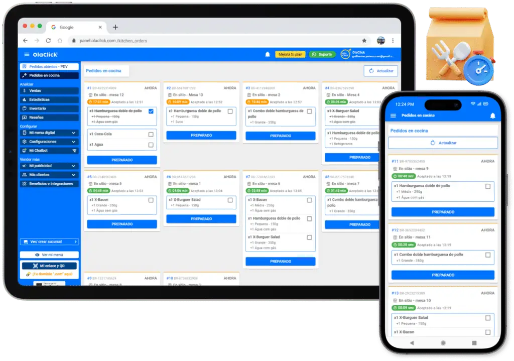 dispositivos moveis com o sistema KDS