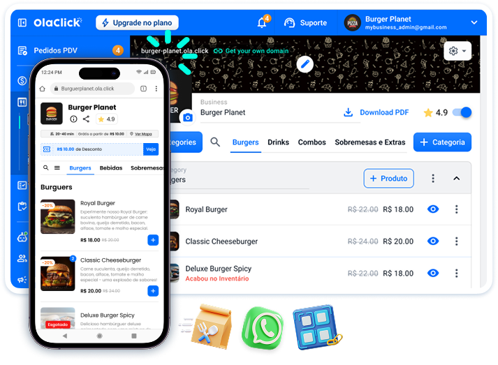 cardápio web em dispositivos