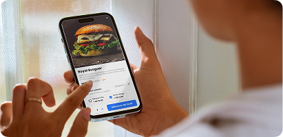 Cliente escolhe o item da compra no cardapio com dominio proprio