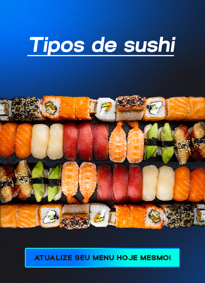 foto mostra vários tipos de sushis em um prato