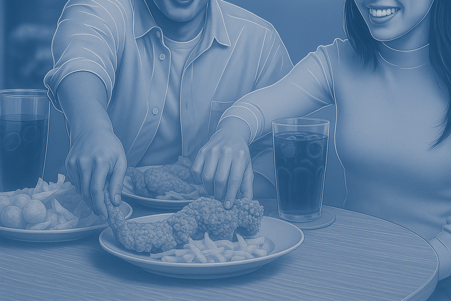 Dinner for Two in Blue